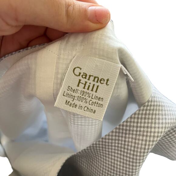 Garnet Hill Plus Size 100% Linen Grey Gingham Plaid Maxi Dress Sz 18 Cottagecore - Picture 9 of 10